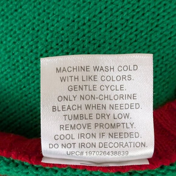 PEANUTS WORLDWIDE Green/Red Snoopy Christmas Holiday Pullover Sweater; Size XL - Picture 4 of 4